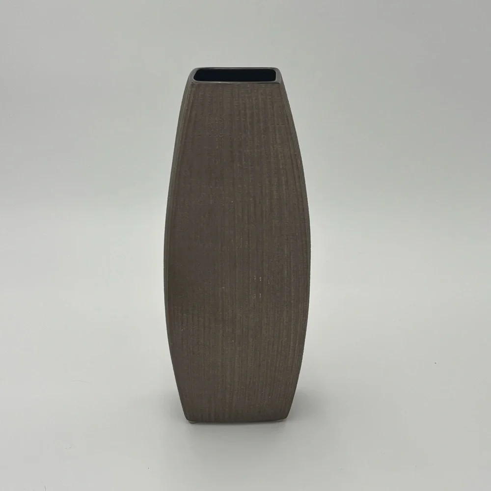 Vintage C&B Ceramic Ribbed Modern Vase 13” Tall